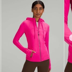 Lululemon hooded define jacket sonic pink nulu size 12